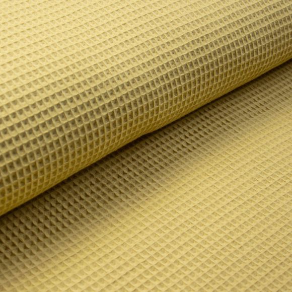 Tissu nid d'abeille/piqué gaufré de coton Mini "uni" (jaune clair)