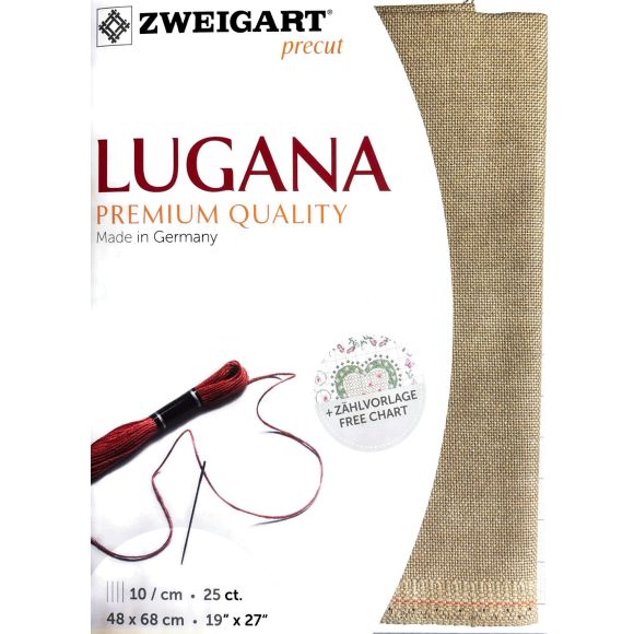 Toile étamine - tissu à broder "Lugana Precut" (taupe) de Zweigart