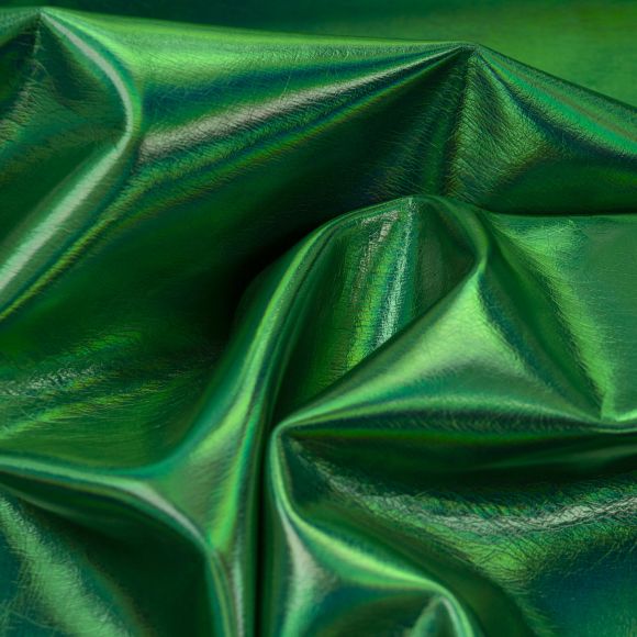 Kunstleder Viskosemix Stretch "Metallic Disco" (grün irisierend)c