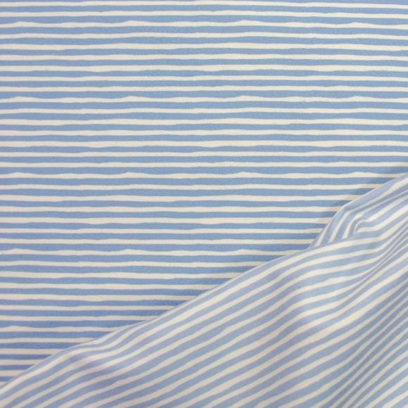 Tissu technique microfibres "Linge de bain - Rayures mini" (bleu clair/offwhite)