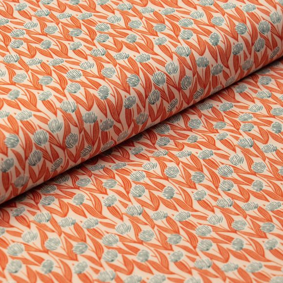 Coton bio "All That Wander/Flourish" (rose pâle-orange/blanc) de Cloud9 Fabrics