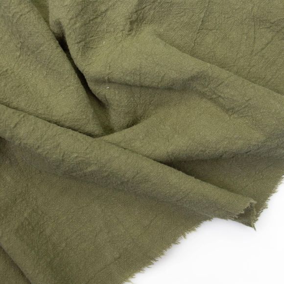Leinenstoff - stone washed "Piedra" (oliv)