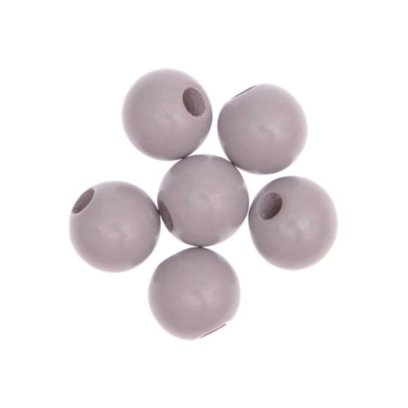 Perles en bois "Macramé" 30 mm - 6 pièces (gris clair) de RICO DESIGN