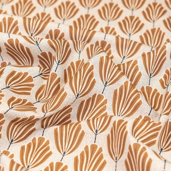 Bio-Baumwolle "Grassroots/Maxwell" (offwhite-braun/dunkelblau) von Cloud9 Fabrics
