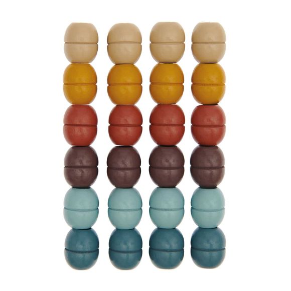 Perles en bois "Macramé" 19 x 22 mm - 24 pièces (orange/brun/bleu) de RICO DESIGN