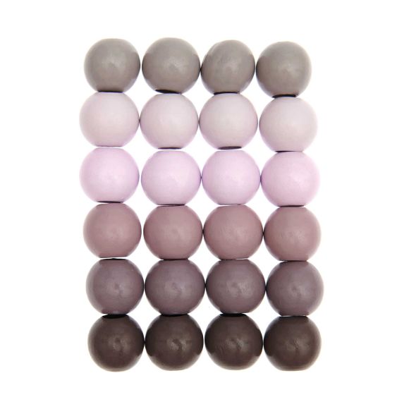 Perles en bois "Macramé" Ø 25 mm - 24 pièces (rose/lilas) de RICO DESIGN