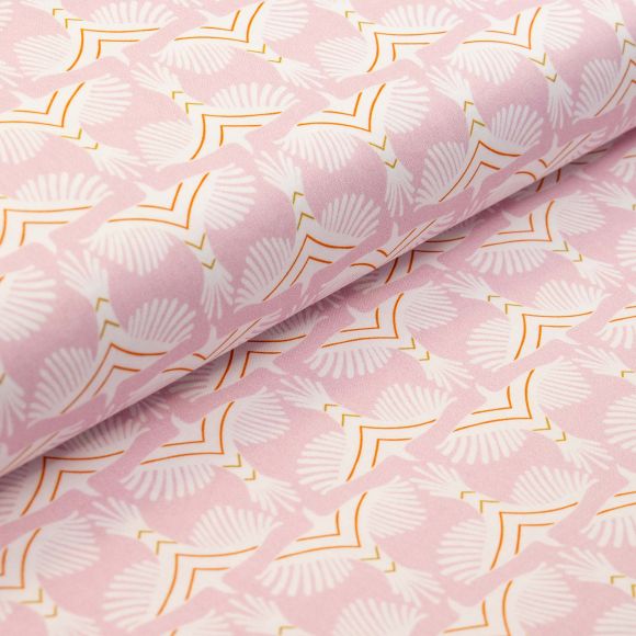 Tissu en coton bio "Savanna Dreams/Soar" (rose-blanc/orange) de Cloud9 Fabrics