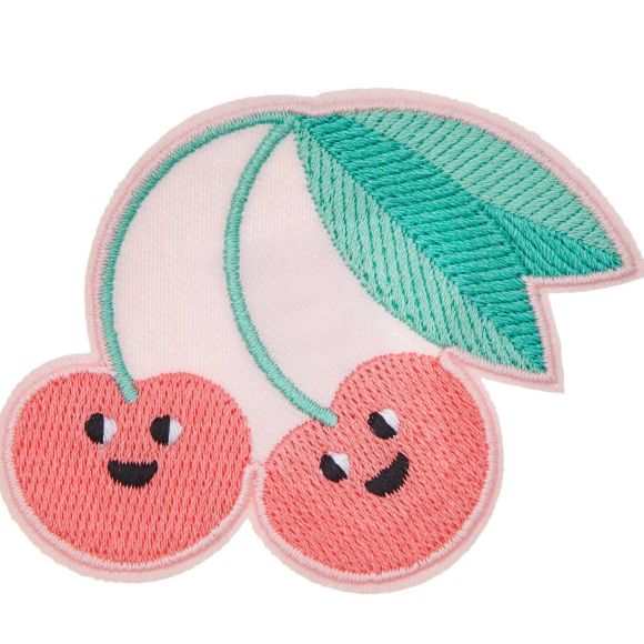 Patch thermocollant "Duo de cerises" (rose-rouge clair/vert) de RICO DESIGN