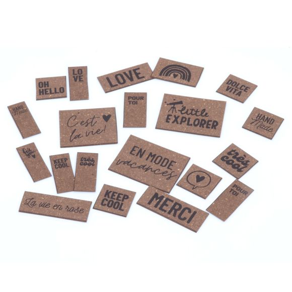 Étiquettes à coudre ReLeda "France" - feuille de 40 étiquettes (brun foncé-noir)