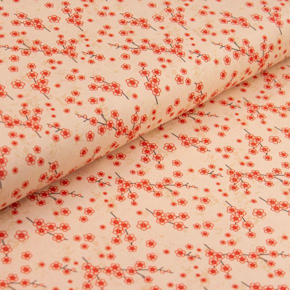 Baumwolle "Kimonos & Koi/Cherry Blossom" (pastellrosa-rot/schwarz) von Paintbrush Studio Fabrics