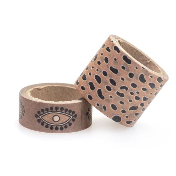 Masking Tape "Boho - Ethno Auge/Leopard" im 2er-Set, 15/30 mm (hellbraun-schwarz)