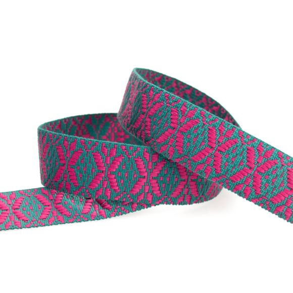 Gurtband "Jacquard Copo" 40 mm (petrol-dunkelpink)