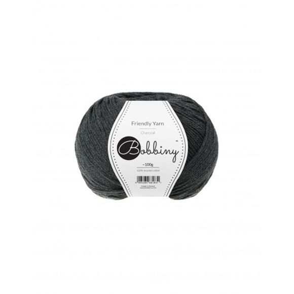 Fil en coton Recycling "Friendly Yarn - charcoal" (anthracite) de Bobbiny