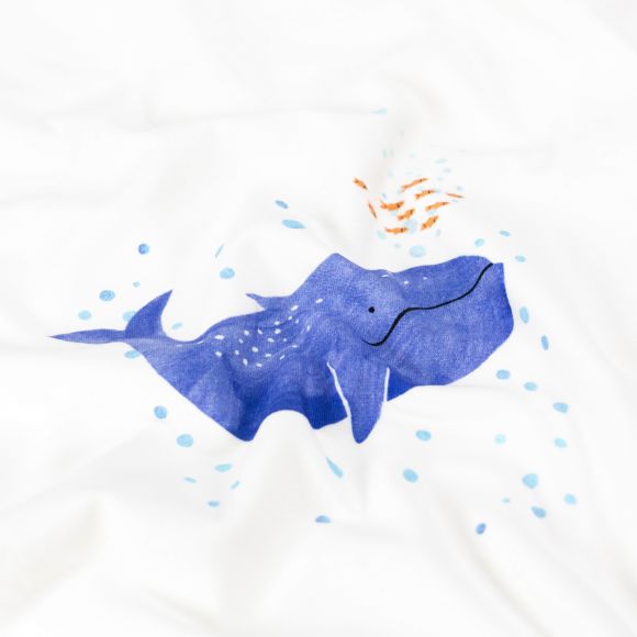 Jersey Baumwolle Panel "Walfisch" (weiss-blau)