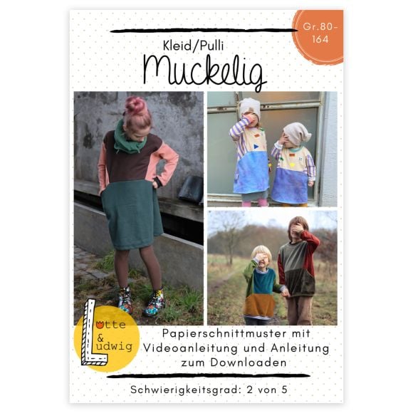 Schnittmuster Kinder Oversized Kleid/Pulli "Muckelig" Gr. 80-164 von Lotte & Ludwig