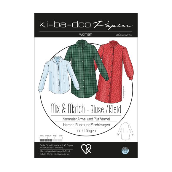 Schnittmuster Damen Basic Bluse/Kleid "Mix & Match" Gr. 32-58 von ki-ba-doo