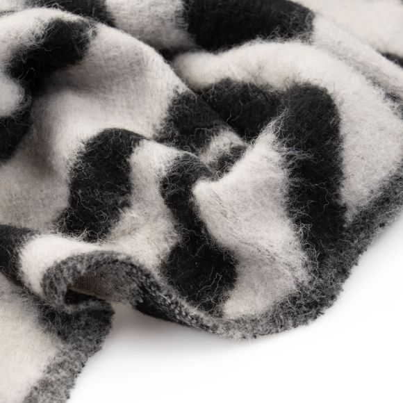 Tissu pour manteaux en laine mélangée "Maxi zébrures" (noir-gris perle)