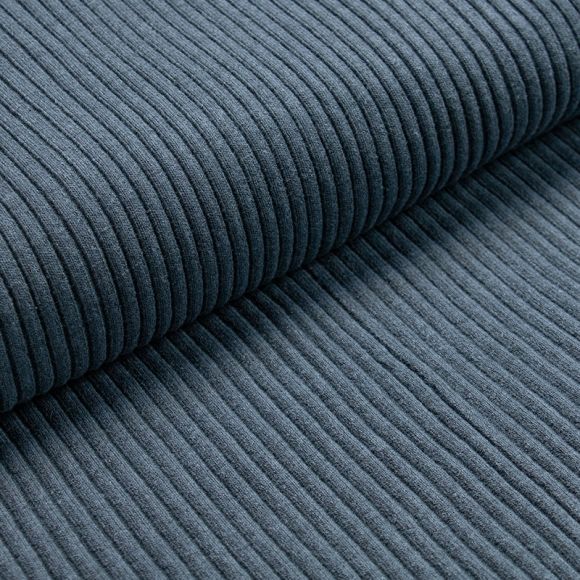 Tissu bord côte - tubulaire "Heavy Rib" (bleu gris)
