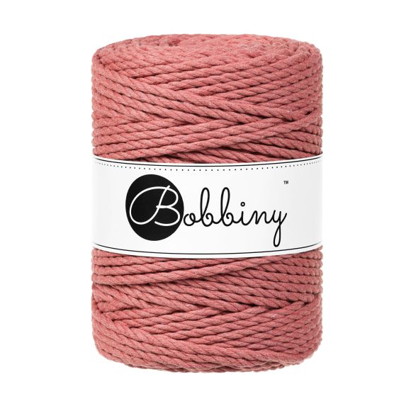 Recycling Makramee-Garn Baumwolle "Rope Ø 5 mm - peony" (marsala) von Bobbiny