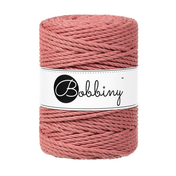 Recycling Makramee-Garn Baumwolle "Rope Ø 5 mm - Peony" (marsala) von Bobbiny