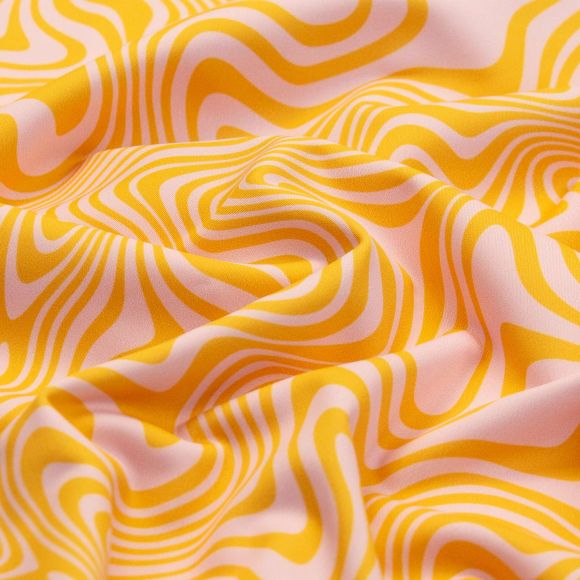 Lycra pour maillot de bain/maille sport "Swirl/Marble" (rose clair/jaune foncé)