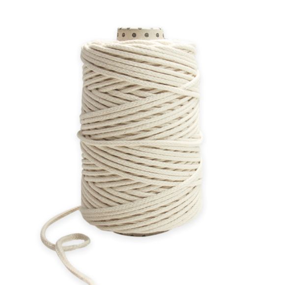 Makramee-Garn Baumwolle "Basic" Ø 4 mm, Rolle à 100 m (naturweiss) von KREANDO