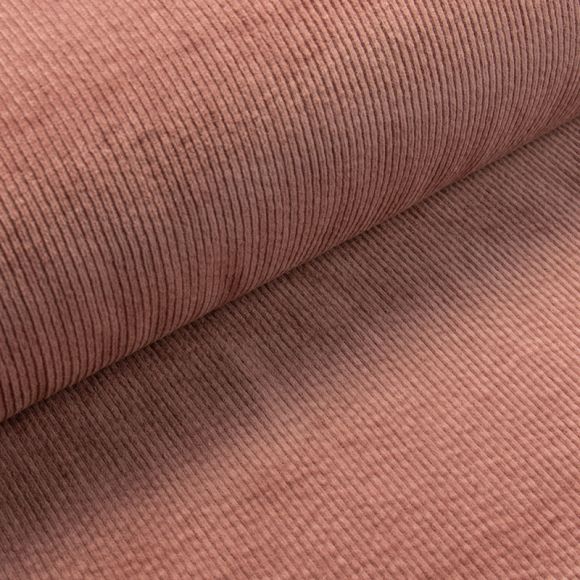 Velours à grosses côtes coton stretch "washed" (vieux rose)