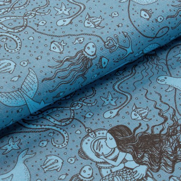 Jersey Bio-Baumwolle "Susalabims Unterwasserliebe" (blau-schwarz) von lillestoff