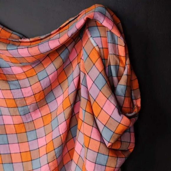 Tissu en lin - fils teintés "Mini Wham Check" (orange/rose/bleu) de MERCHANT & MILLS