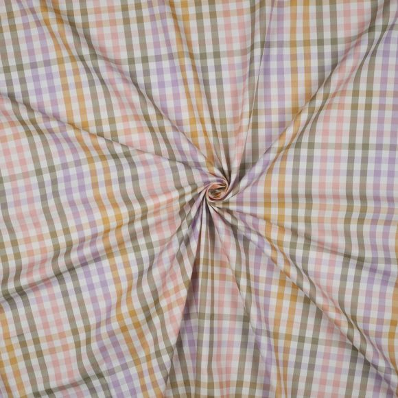 Popeline Baumwolle "Digital Shirt Check" (weiss-oliv/lila/orange) von Nerida Hansen