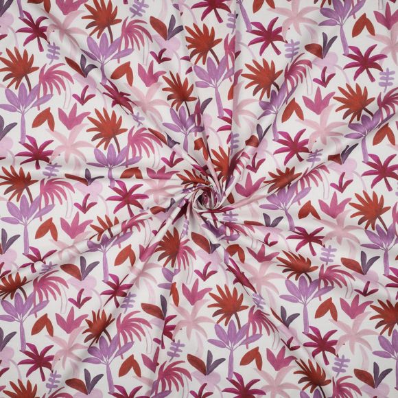 Voile Baumwolle "Palm Haven" (weiss-rot/lila/rosa) von Nerida Hansen