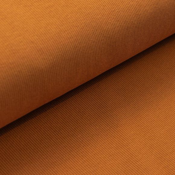 Jersey côtelé en coton - uni “Amy” (brun orangé)