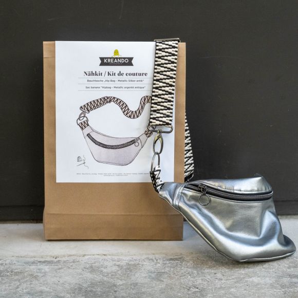 Kit de couture - Sac banane "Hipbag - Metallic (argenté antique)" de KREANDO