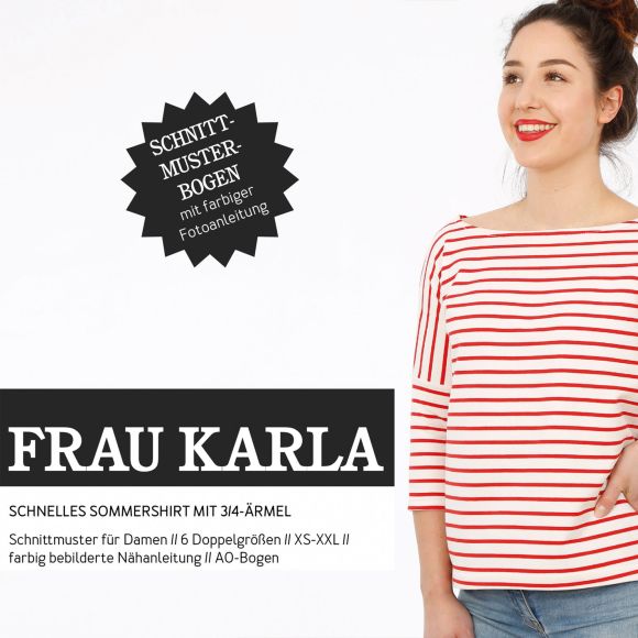 Schnittmuster - Damen Shirt 3/4 Ärmel "Frau Karla" (Gr. XS-XXL) von STUDIO SCHNITTREIF
