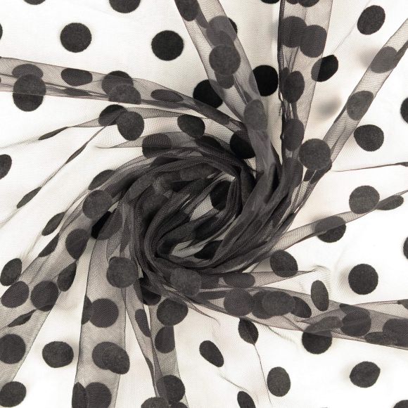 Tüll-Stoff "Soft Touch - Polka Dots/Punkte" (schwarz)