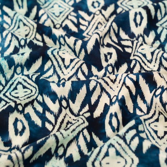 Baumwolle "Batik - Ethno" (schwarz/dunkelblau-ecru)