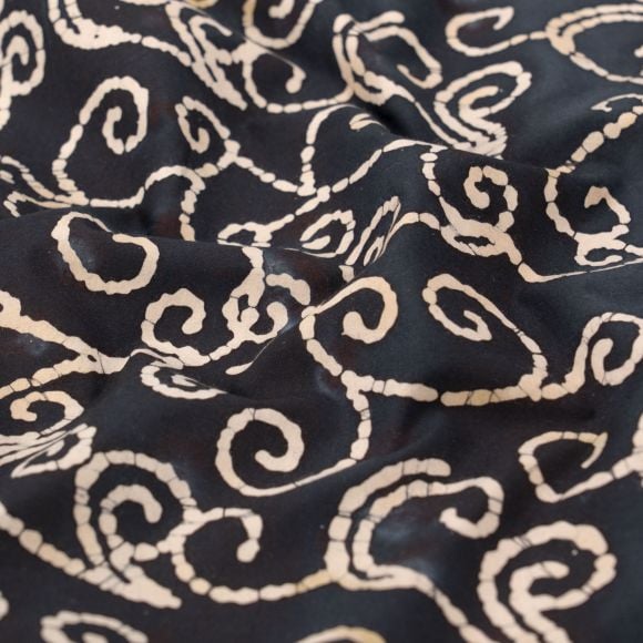 Baumwolle "Batik - Swirl" (schwarz-ecru)