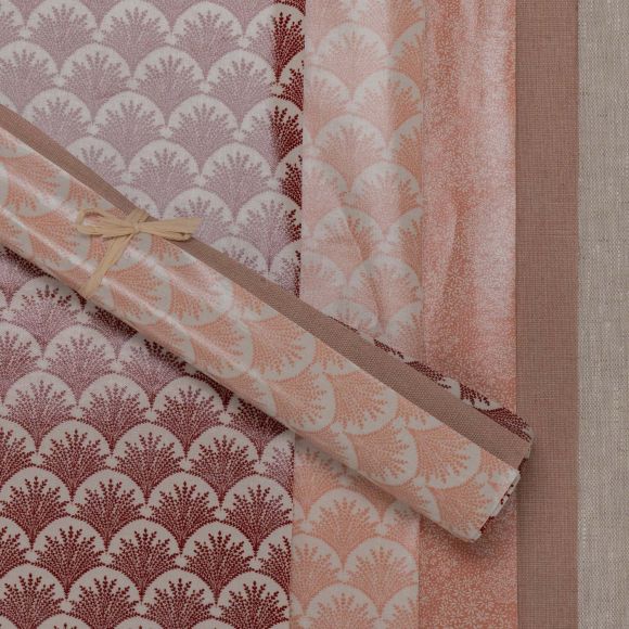 Stoffpaket - AU Maison Wachstuch / Coated Linen "Varde" 5-teilig (lachsrosa/kastanienbraun/beige)