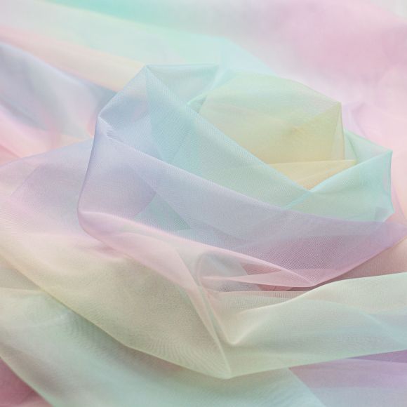 Tüll-Stoff "Soft Pastell Rainbow" (mint/rosa)