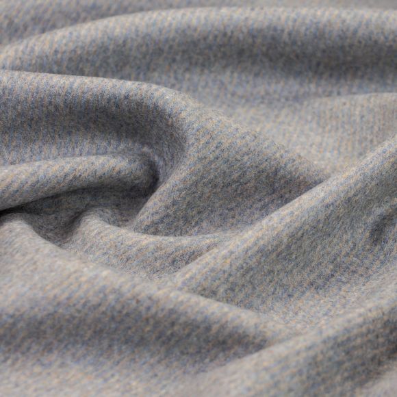 Mantelstoff Wollmix "Flausch - Diagonal Stripes" (hellbeige/helljeans)