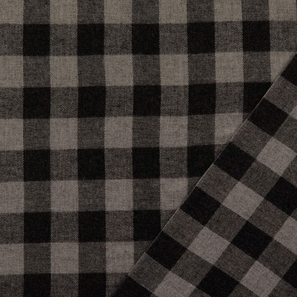 Flanelle coton "Vichy Carreaux - Maxi" (gris clair/gris foncé)