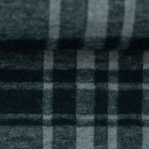 Strickstoff Baumwolle "George/Karo" (rauchblau-schwarz) von Swafing
