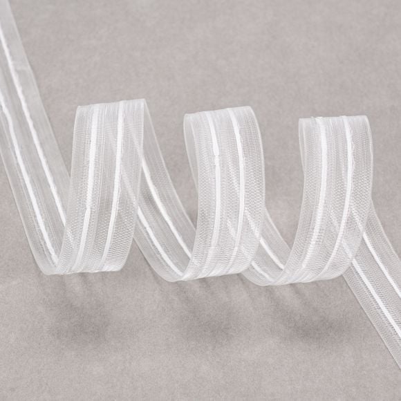 Faltenband für Vorhänge "3er-Quetschfalte" 28 mm - 250% Zugabe (transparent)