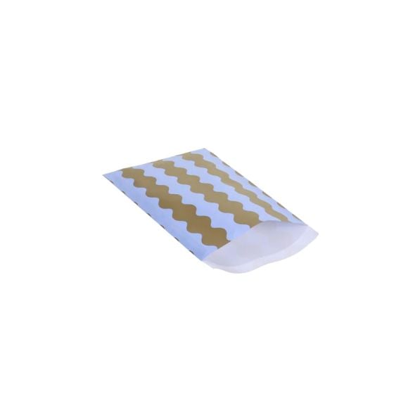 Petits sacs en papier "Waves" 17 x 25 cm, lot de 10 (lilas bleu/olive)