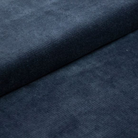 Jersey velours côtelé fin - strié (bleu nuit)