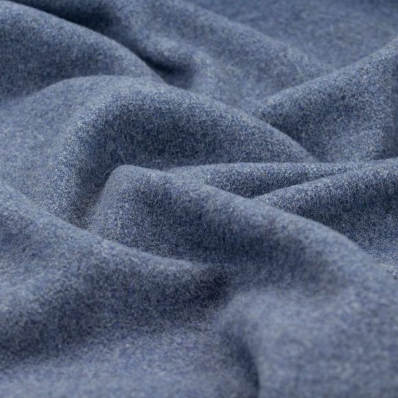 Mantelstoff Wollmix "Flausch - Uni" (jeansblau)