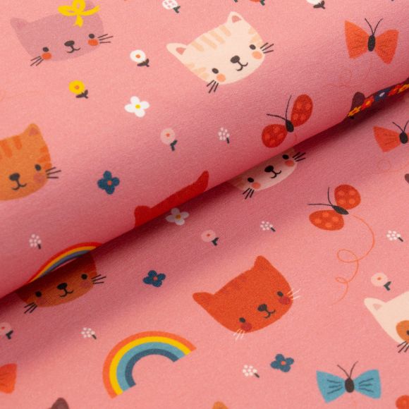 Sweat d'été en coton bio - french terry "Nova Kitty's/chats" (rose-multicolore) de lillestoff