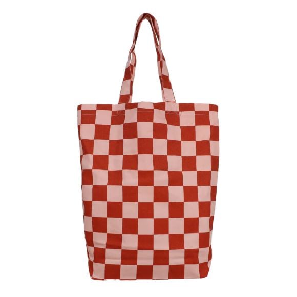 Tragetasche / Baumwolltasche "Check/Karo" (blush/brick)