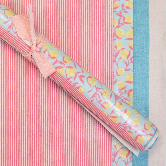 Paquet de tissus - toile cirée AU Maison / téflon "Fjord", 4 coupons (pink/bleu/jaune)
