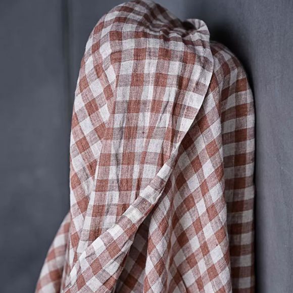 Leinenstoff - garngefärbt "Millie - Gingham/Karo" (rotbraun/leinen) von MERCHANT & MILLS